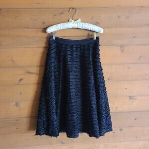 Anthropologie Maeve Grazia Textured Black High Rise Midi Skirt Size 4 Boho